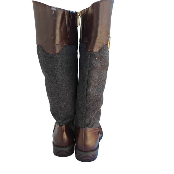 Tommy Hilfiger Brown Leather & Wool Tall Boots Size 8M - Picture 4 of 5